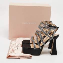 Mach & Mach Black Satin Sydney Platform Sandals Size 40