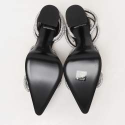 Mach & Mach Black Satin Double Bow Crystal Embellished Platform Pumps Size 39