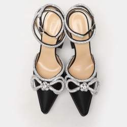 Mach & Mach Black Satin Double Bow Crystal Embellished Platform Pumps Size 39
