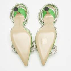 Mach & Mach Green PVC Crystal Embellished Double Bow Pumps Size 39