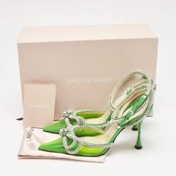 Mach & Mach Green PVC Crystal Embellished Double Bow Pumps Size 39