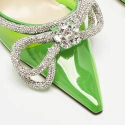 Mach & Mach Green PVC Crystal Embellished Double Bow Pumps Size 39