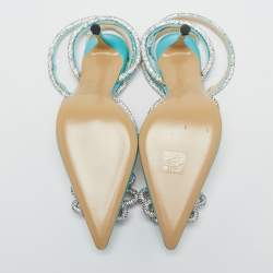 Mach & Mach Blue Satin Crystal Flower Pumps Size 39.5
