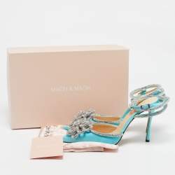 Mach & Mach Blue Satin Crystal Flower Pumps Size 39.5