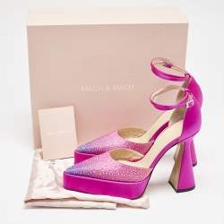 Mach & Mach Pink Satin Galaxy Crystalized Platform Pumps Size 39