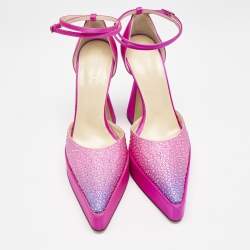 Mach & Mach Pink Satin Galaxy Crystalized Platform Pumps Size 39