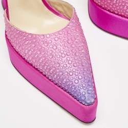 Mach & Mach Pink Satin Galaxy Crystalized Platform Pumps Size 39