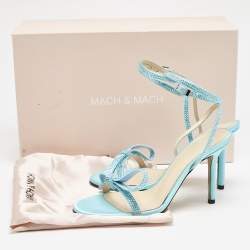 Mach & Mach Blue Satin and PVC French Bow Sandals Size 37