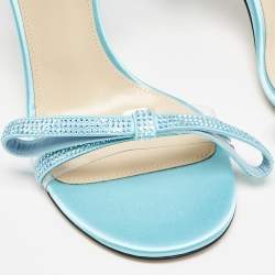 Mach & Mach Blue Satin and PVC French Bow Sandals Size 37