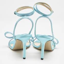 Mach & Mach Blue Satin and PVC French Bow Sandals Size 37