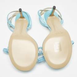 Mach & Mach Blue Satin and PVC French Bow Sandals Size 37