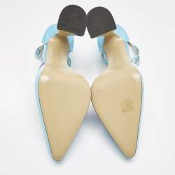 Mach & Mach Blue Satin Galaxy Crystalized Platform Pumps Size 38.5