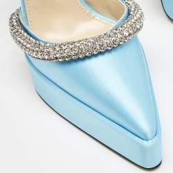 Mach & Mach Blue Satin Crystal Embellished Kimberly Platform Pumps Size 39