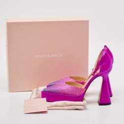 Mach & Mach Pink Satin Galaxy Crystalized Platform Pumps Size 38