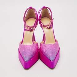 Mach & Mach Pink Satin Galaxy Crystalized Platform Pumps Size 38