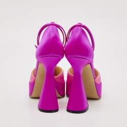Mach & Mach Pink Satin Galaxy Crystalized Platform Pumps Size 38
