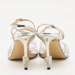 Mach & Mach Transparent PVC Crystal Embellished Hearts Ankle Strap Sandals Size 39.5