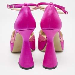 Mach & Mach Pink Satin Galaxy Crystalized Platform Pumps Size 39