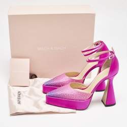 Mach & Mach Pink Satin Galaxy Crystalized Platform Pumps Size 38