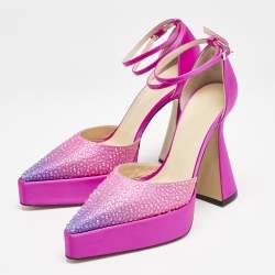 Mach & Mach Pink Satin Galaxy Crystalized Platform Pumps Size 38