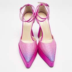 Mach & Mach Pink Satin Galaxy Crystalized Platform Pumps Size 38