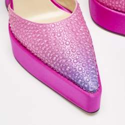 Mach & Mach Pink Satin Galaxy Crystalized Platform Pumps Size 38