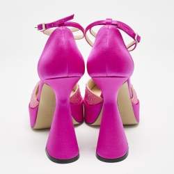 Mach & Mach Pink Satin Galaxy Crystalized Platform Pumps Size 38