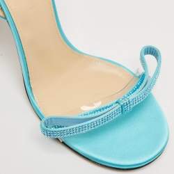 Mach & Mach Blue Satin and PVC French Bow Sandals Size 38