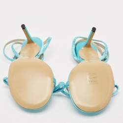 Mach & Mach Blue Satin and PVC French Bow Sandals Size 38