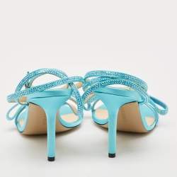 Mach & Mach Blue Satin and PVC French Bow Sandals Size 38