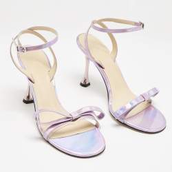 Mach & Mach Purple Iridescent Leather French Bow Sandals Size 39
