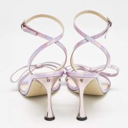 Mach & Mach Purple Iridescent Leather French Bow Sandals Size 39