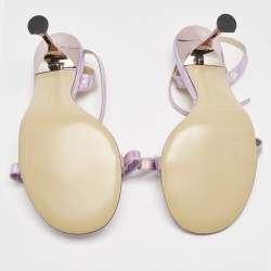 Mach & Mach Purple Iridescent Leather French Bow Sandals Size 39