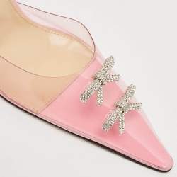 Mach & Mach Pink PVC Crystal Embellished Matilda Ankle Strap Pumps Size 39.5