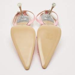 Mach & Mach Pink PVC Crystal Embellished Matilda Ankle Strap Pumps Size 39.5