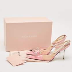 Mach & Mach Pink PVC Crystal Embellished Matilda Ankle Strap Pumps Size 39.5