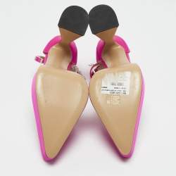 Mach & Mach Pink Satin Crystals Bow Chain Pumps Size 37.5
