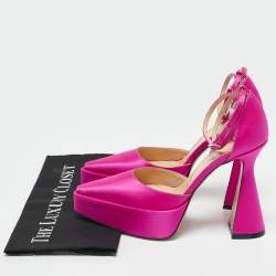 Mach & Mach Pink Satin Crystals Bow Chain Pumps Size 37.5
