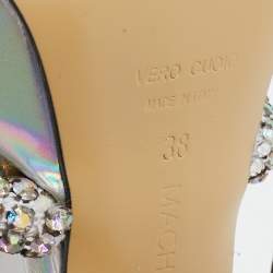 Mach & Mach Silver Iridescent PVC Crystal Embellished Kimberly Platform Pumps Size 38