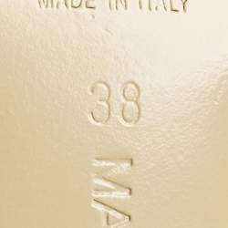 Pre Owned Mach & Mach Green Patent Leather and PVC Floating Crystal Bow Sandals Size 38