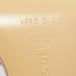 Pre Owned Mach & Mach Purple Iridescent Leather French Bow Sandals Size 38.5