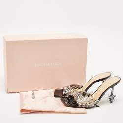 Mach & Mach Black PVC Crystal Embellished Star Slide Sandals Size 38