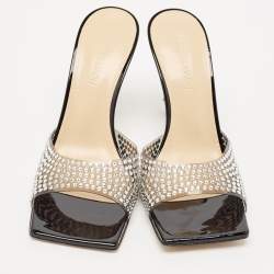 Mach & Mach Black PVC Crystal Embellished Star Slide Sandals Size 38