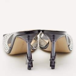 Mach & Mach Black PVC Crystal Embellished Star Slide Sandals Size 38