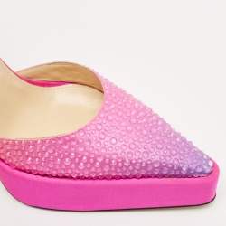 Mach & Mach Pink Satin Galaxy Crystalized Platform Pumps Size 36