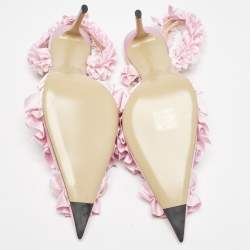 مملوكة مسبقًا Mach & Mach Pink Satin Beauty Of Antoinette Slingback Sandals Size 38