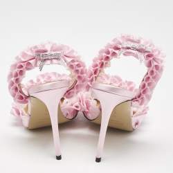 مملوكة مسبقًا Mach & Mach Pink Satin Beauty Of Antoinette Slingback Sandals Size 38
