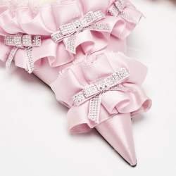 مملوكة مسبقًا Mach & Mach Pink Satin Beauty Of Antoinette Slingback Sandals Size 38