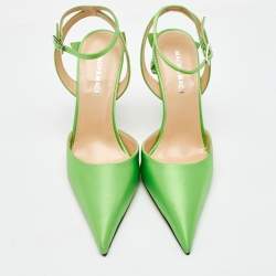 Mach & Mach Green Satin Wonder Tulip Pointed Toe Ankle Strap Sandals Size 37