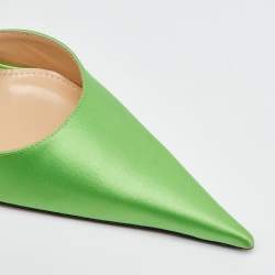 Mach & Mach Green Satin Wonder Tulip Pointed Toe Ankle Strap Sandals Size 39